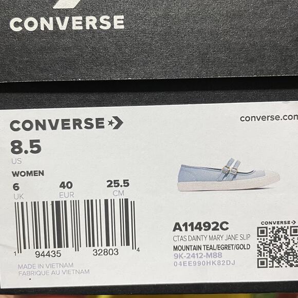 Converse Chuck Taylor All Star Dainty Mary Jane Women 8.5 Teal Blue White Shoe - Picture 9 of 9